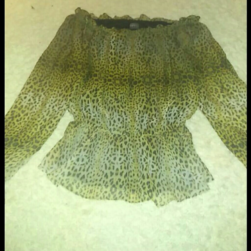 Leopard off the shoulder blouse
